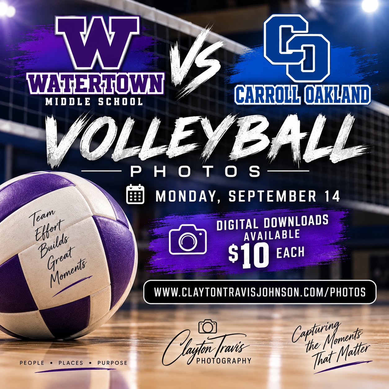Volleyball Photos: Watertown Middle School VS Carroll Oakland 