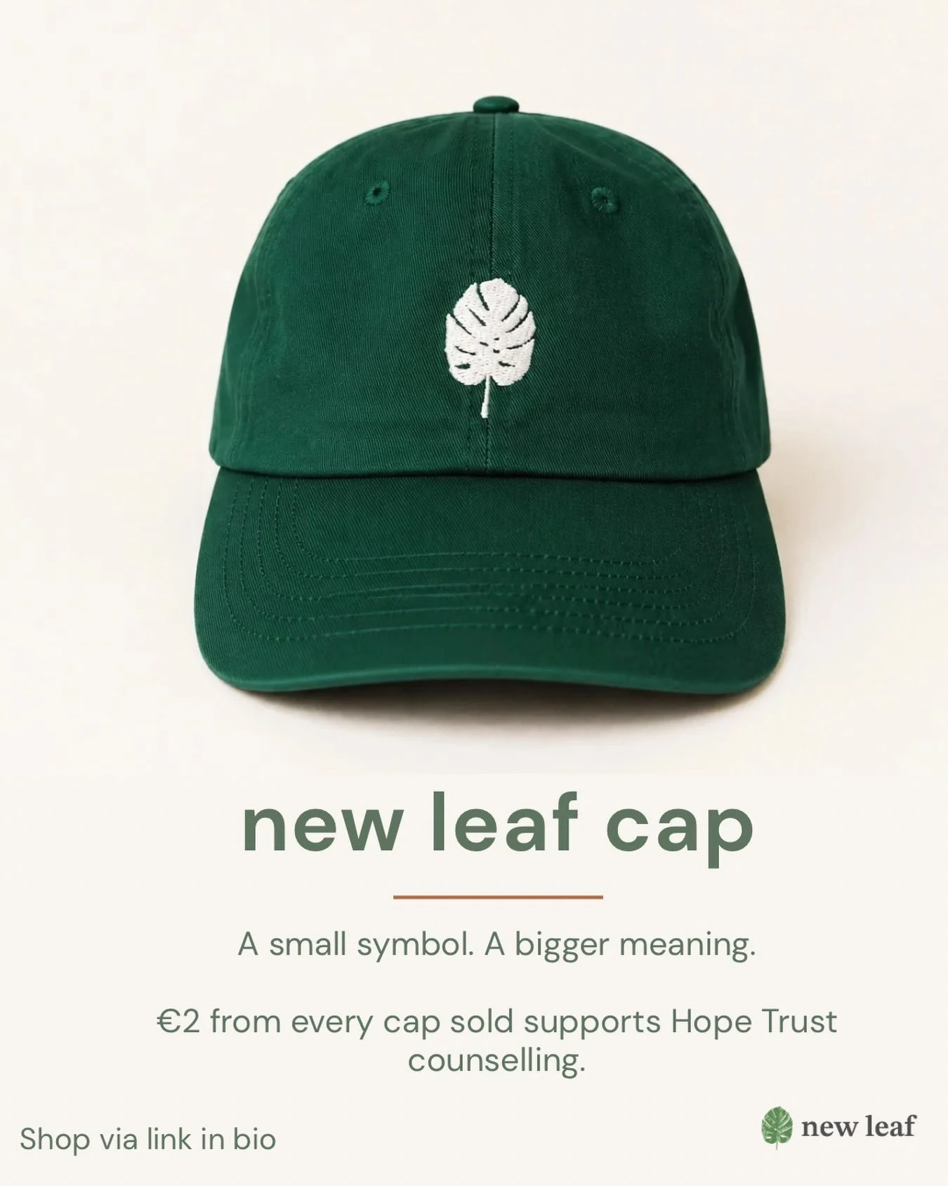 Check out the new leaf hat.

Grab one for yourself or for a friend. 
&euro;2 from every cap sold supports Hope Trust

Shop via link in bio. 

#newleaf