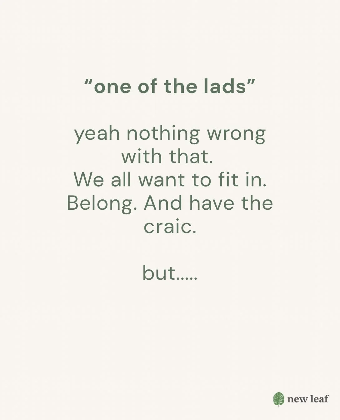 We don&rsquo;t have to sacrifice having the craic for serious, or serious for fun. But it can feel a little one-sided sometimes 

It&rsquo;s okay to go deeper.
It&rsquo;s okay to say how you&rsquo;re really doing.

Vulnerability gives other people pe
