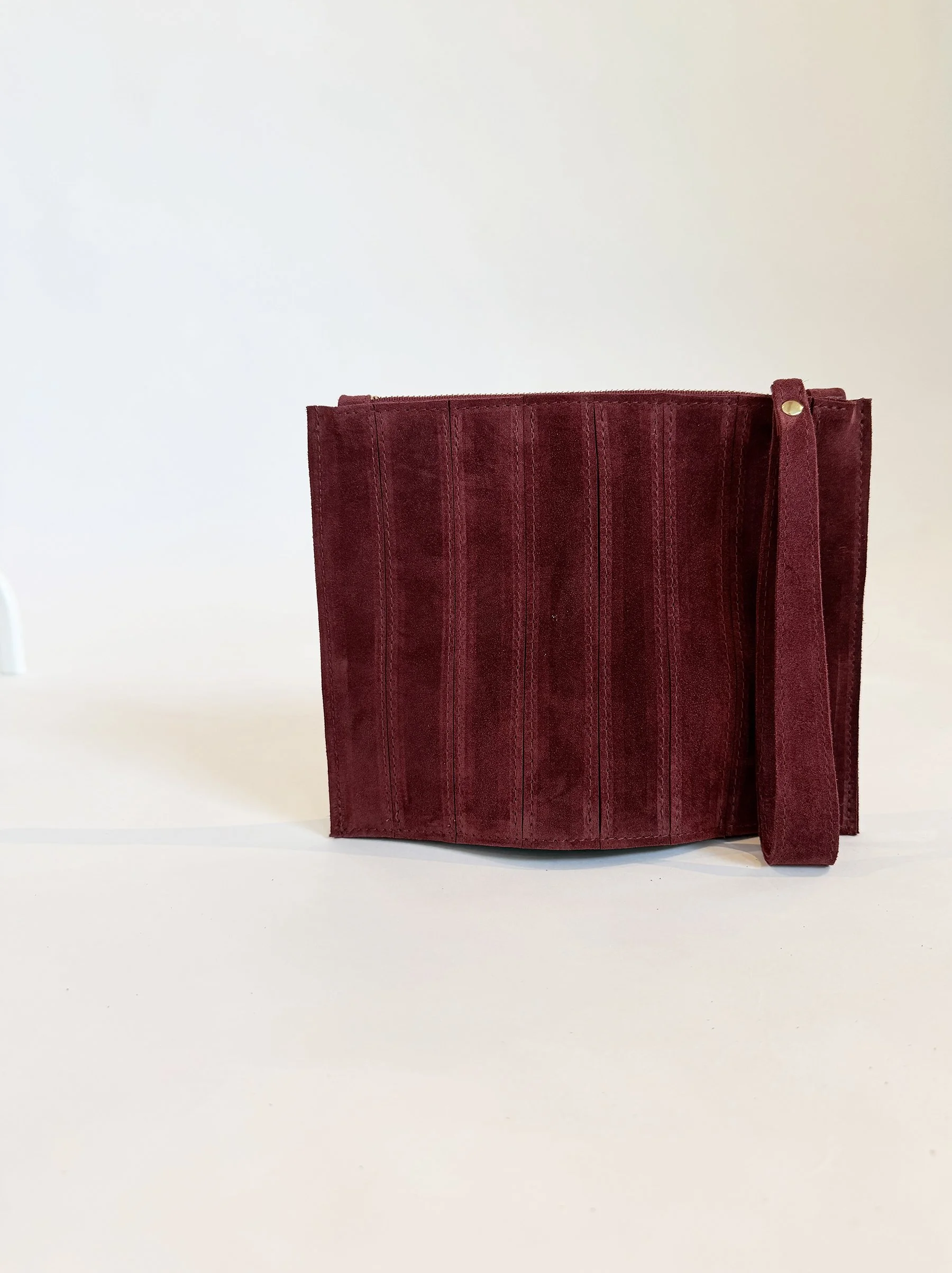 Quilted Suede Clutch - wine