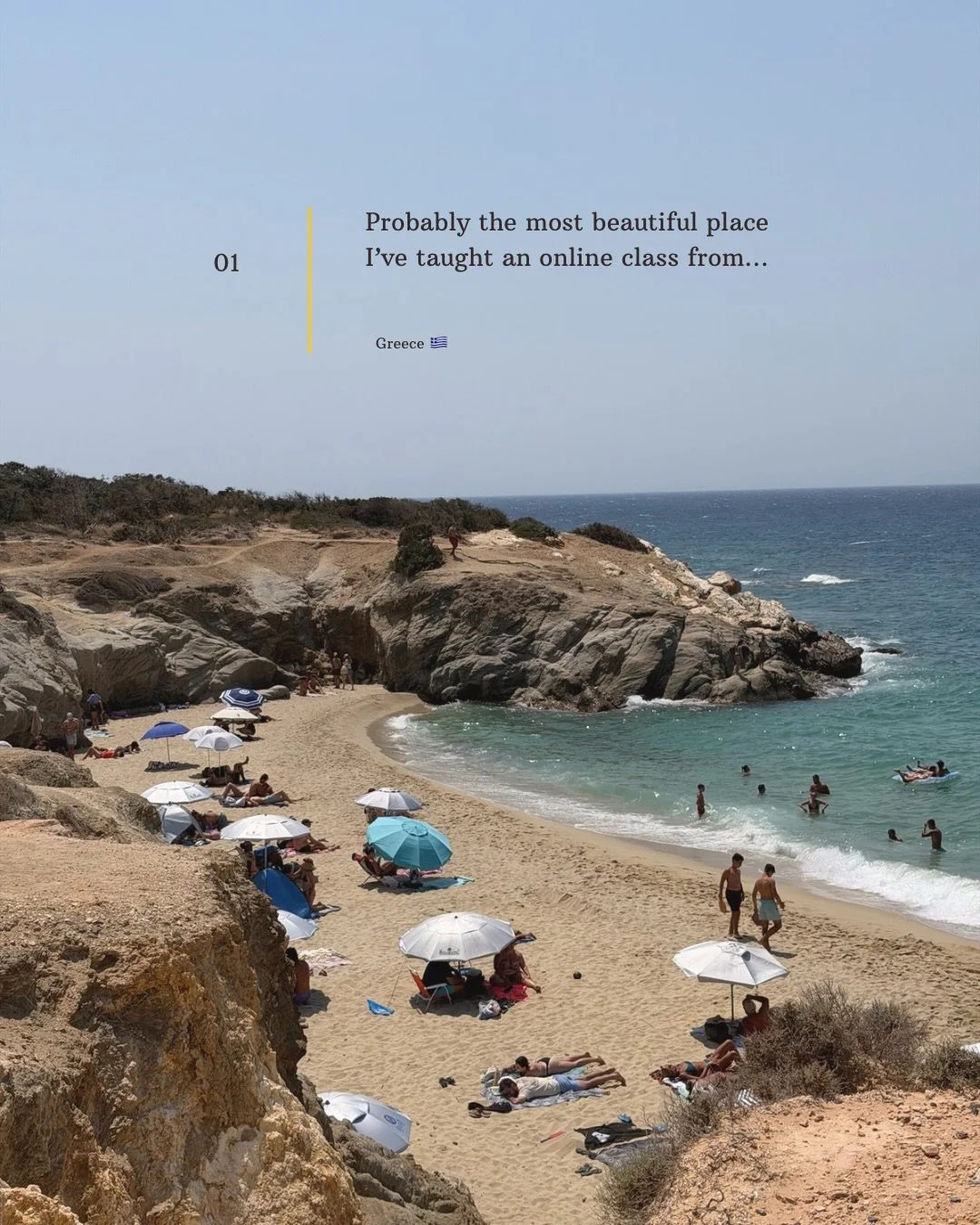 Probably my favorite &ldquo;workplace&rdquo; so far. 🌊

One of the things I love most about teaching online is that a class can happen from almost anywhere. Sometimes all I need is a little shade, enough space to move, a stable connection and my cam