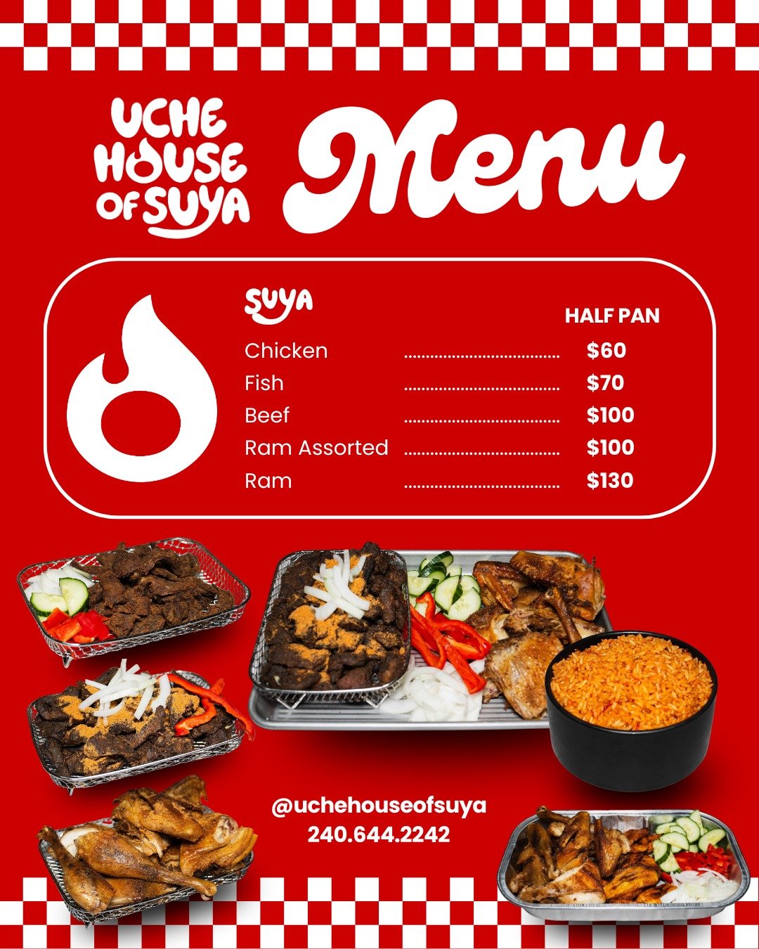 🔥 Happy Monday from Uche House of Suya! 🔥

Kickstart your week with bold flavors and good vibes! 💛 Our suya is freshly grilled, perfectly spiced, and made to satisfy every craving.

🍽️ Check out our menu:
🍗 Chicken &ndash; $60
🐟 Fish &ndash; $7
