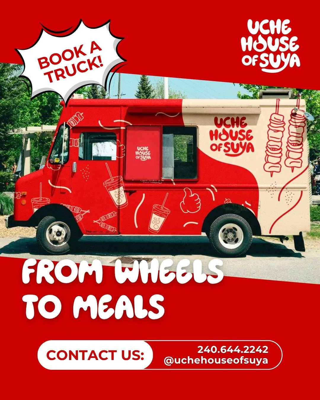 🔥 Ready to spice up your event?

The Uche House of Suya (UHOS) Food Truck delivers sizzling grills, bold flavors, and an authentic Suya experience your guests won&rsquo;t forget.

From weddings and office parties to community events and private cele