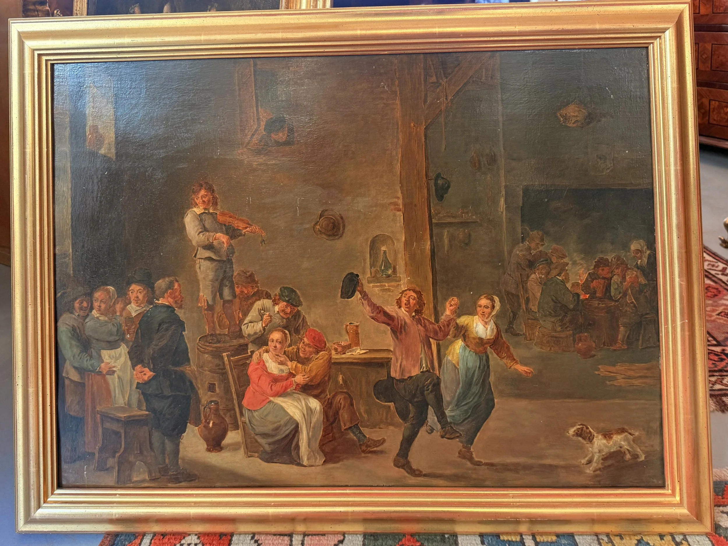 Wirtshausszene – Öl auf Leinwand, 19. Jahrhundert