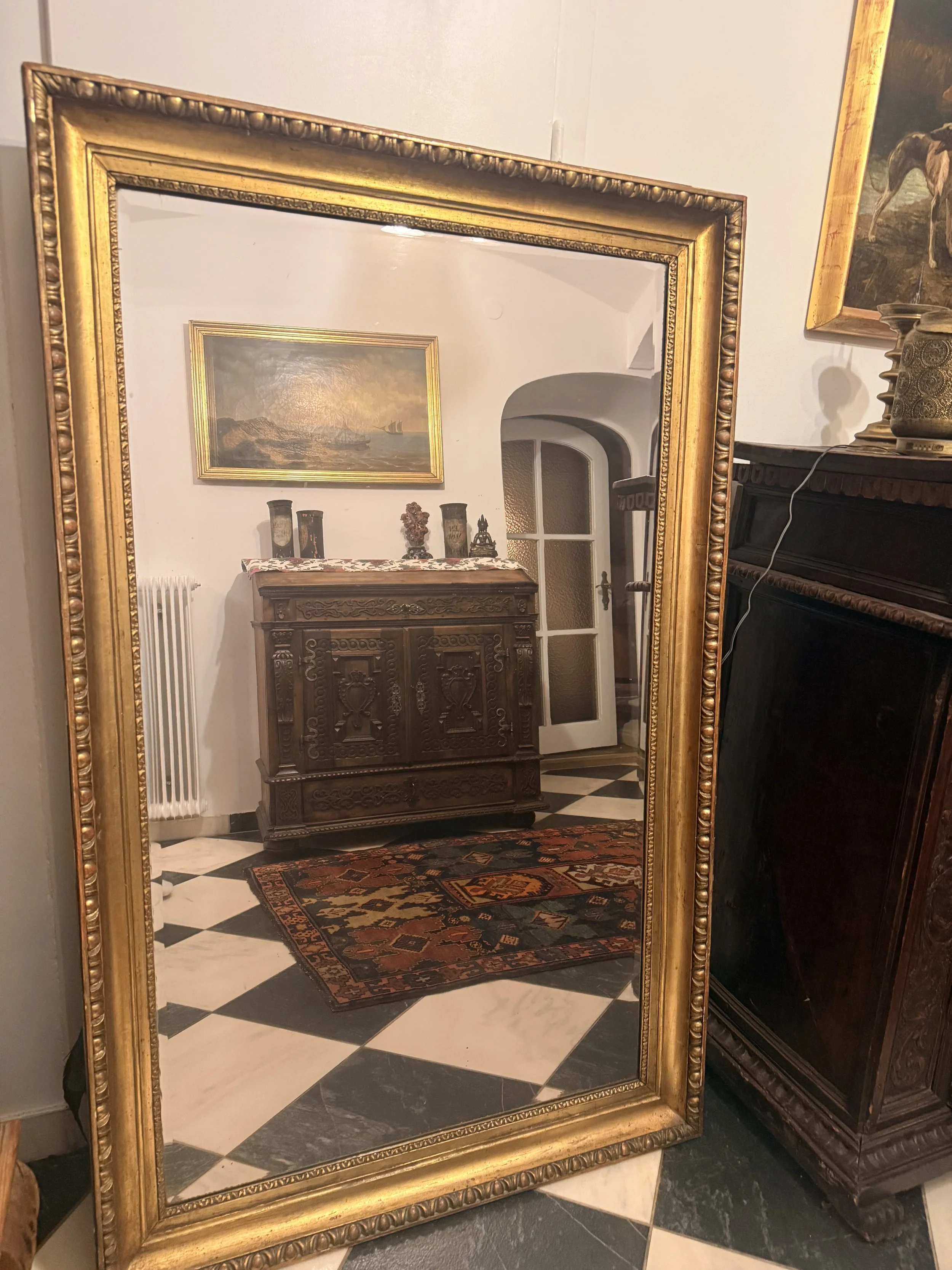 Biedermeier-Spiegel Ochsenaugenspiegel um 1830.