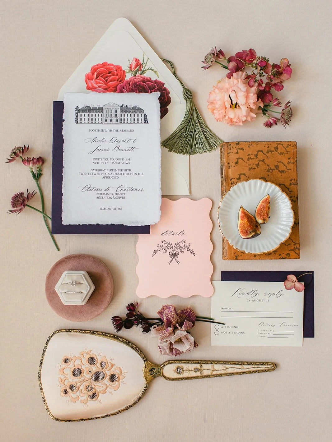Custom stationery? Oui.
French ch&acirc;teau in Normandy? Obviously.
A color palette that says &ldquo;timeless with taste&rdquo;? Always.

Yes, your invitations should be beautiful. But they also need to do their job...like letting guests know where 