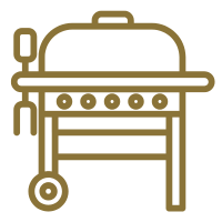 Barbecue grill with a cover and wheels