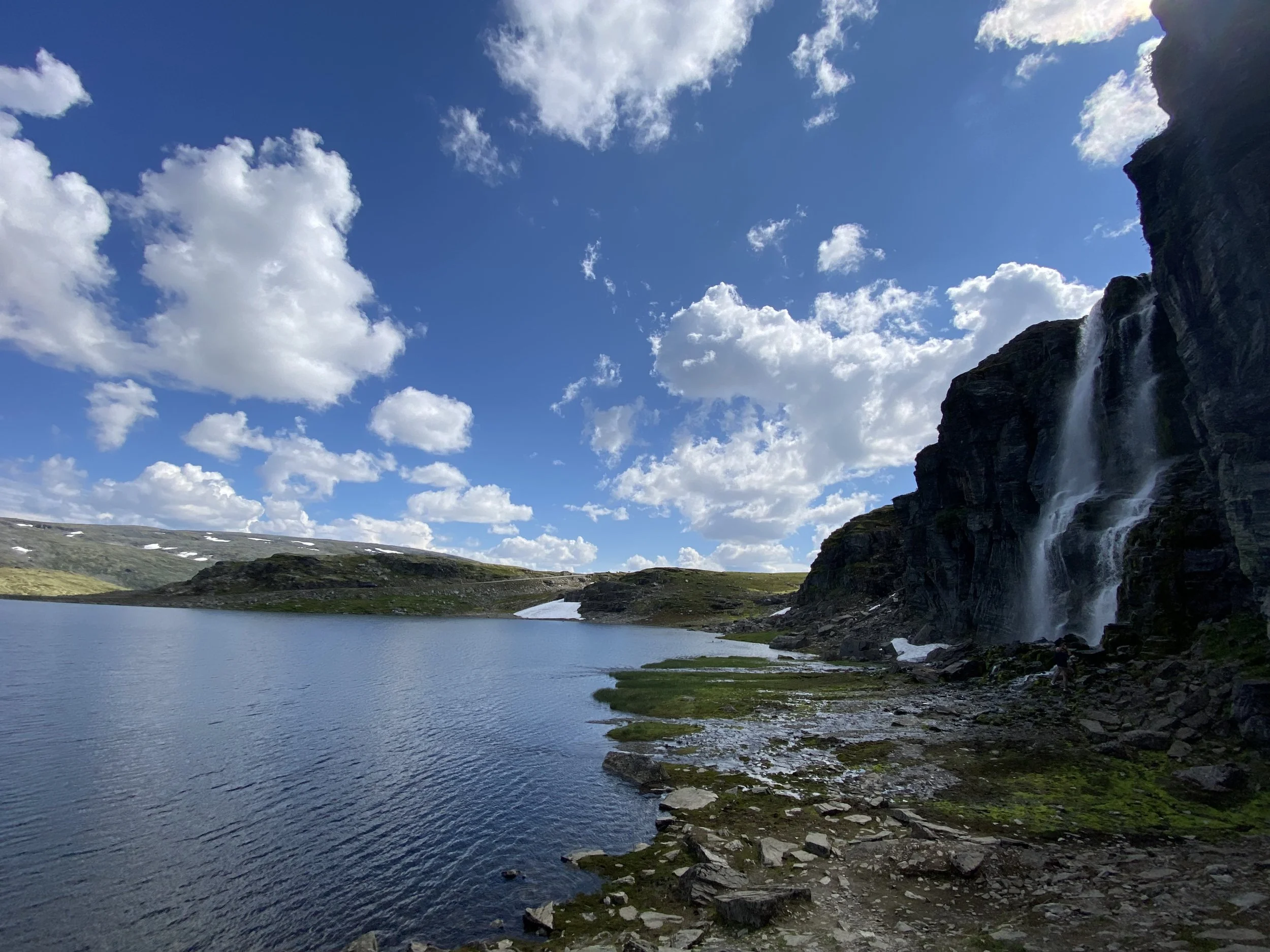 Mountain river source on top of a mountain tundra, Flåm, Norway