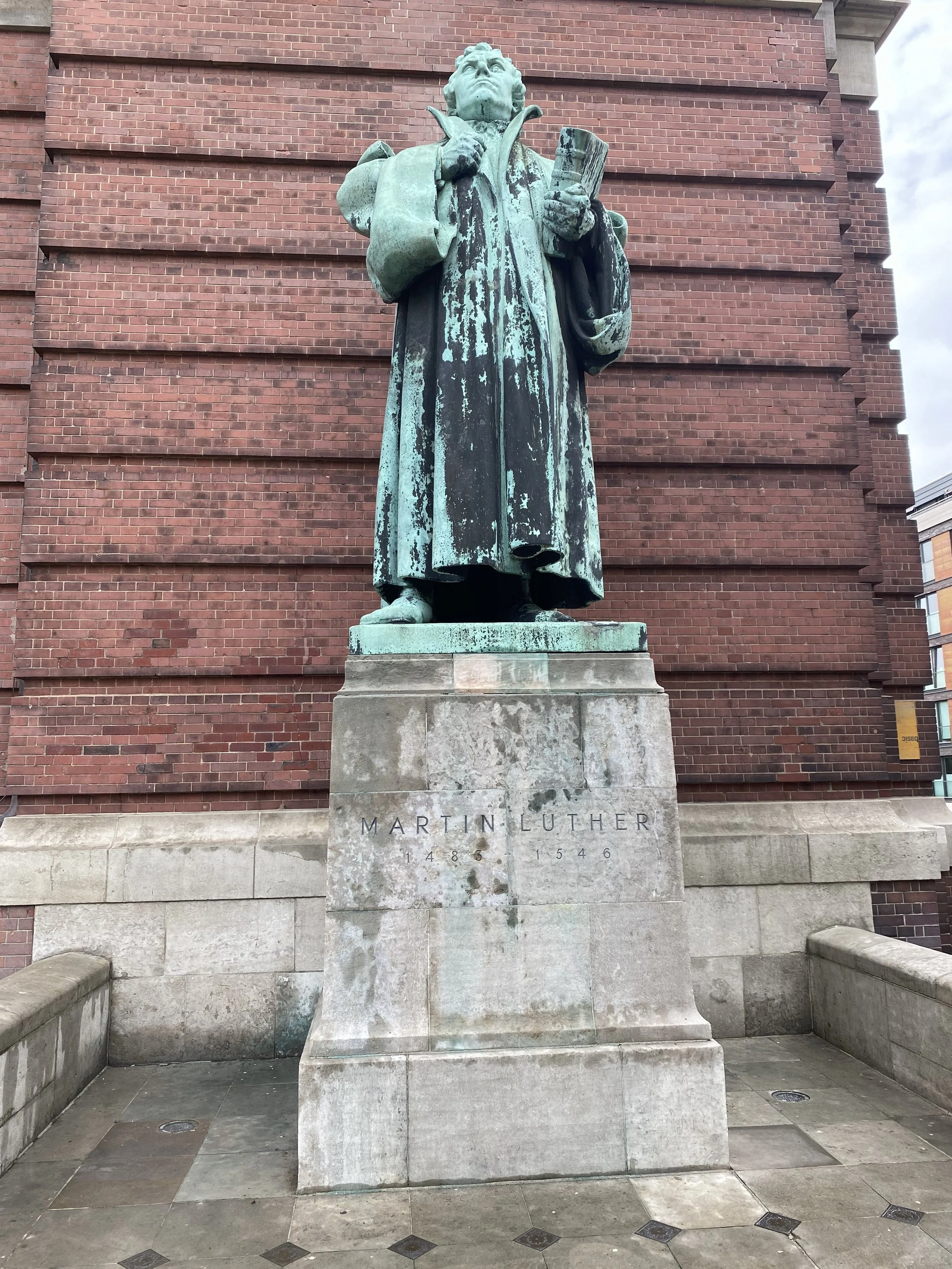 Statue of Martin Luther at the St. Michael's Kirche in Hamburg, Germany