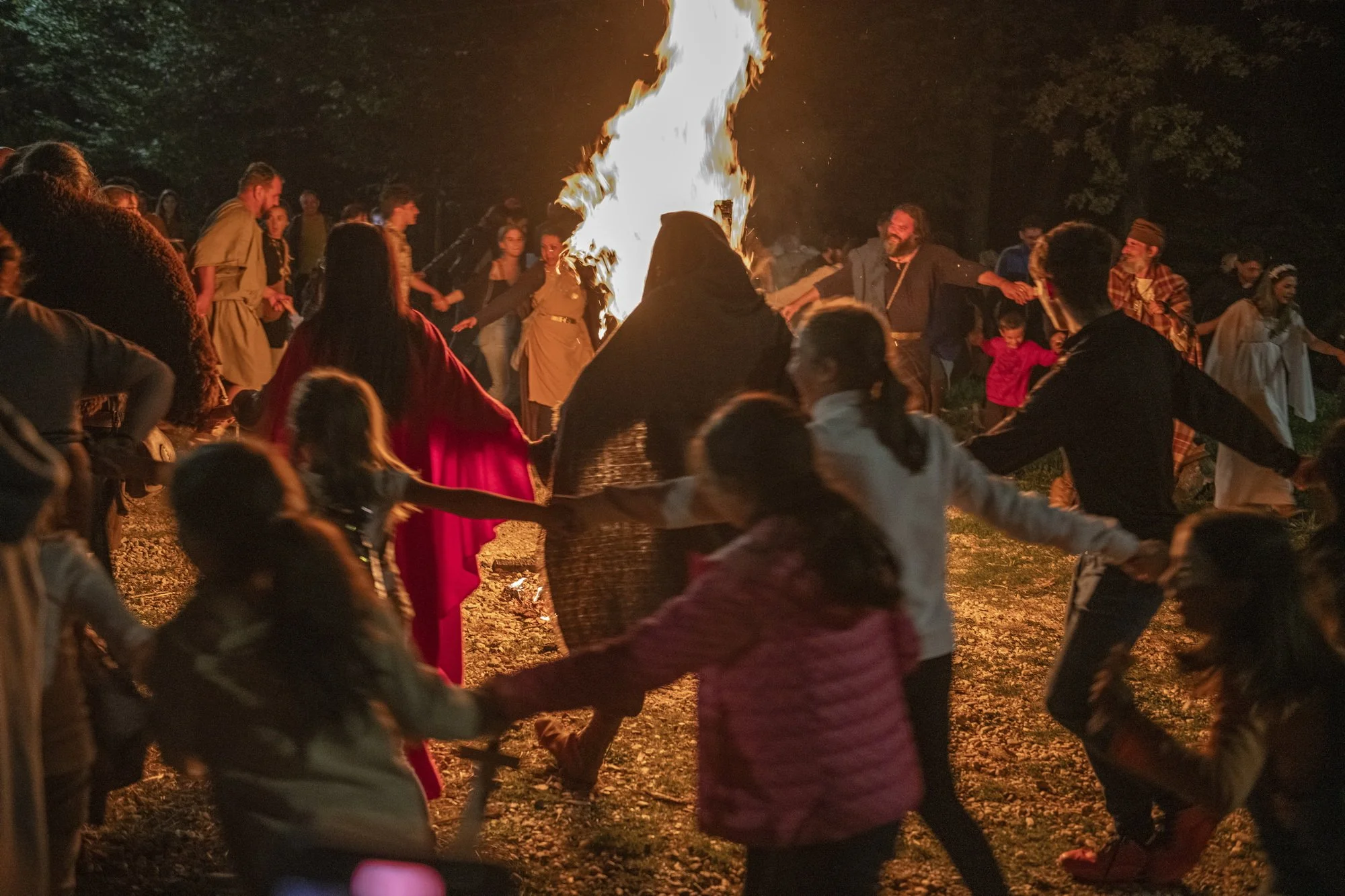 Public and re-enactors partying together
