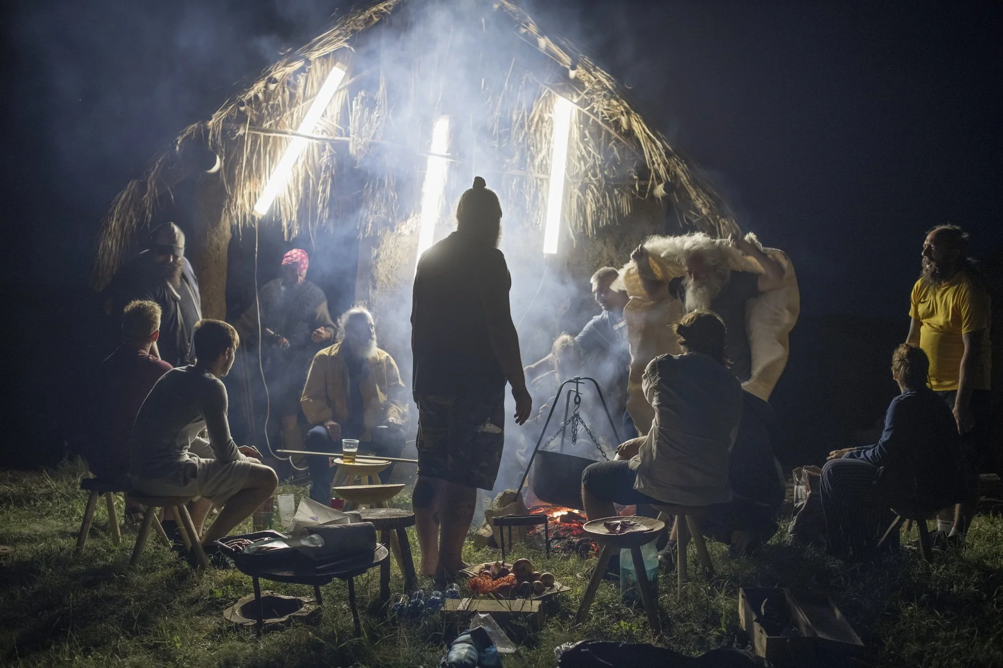 Dacian re-enactors are partying as they set up their camp and prepare for the festival