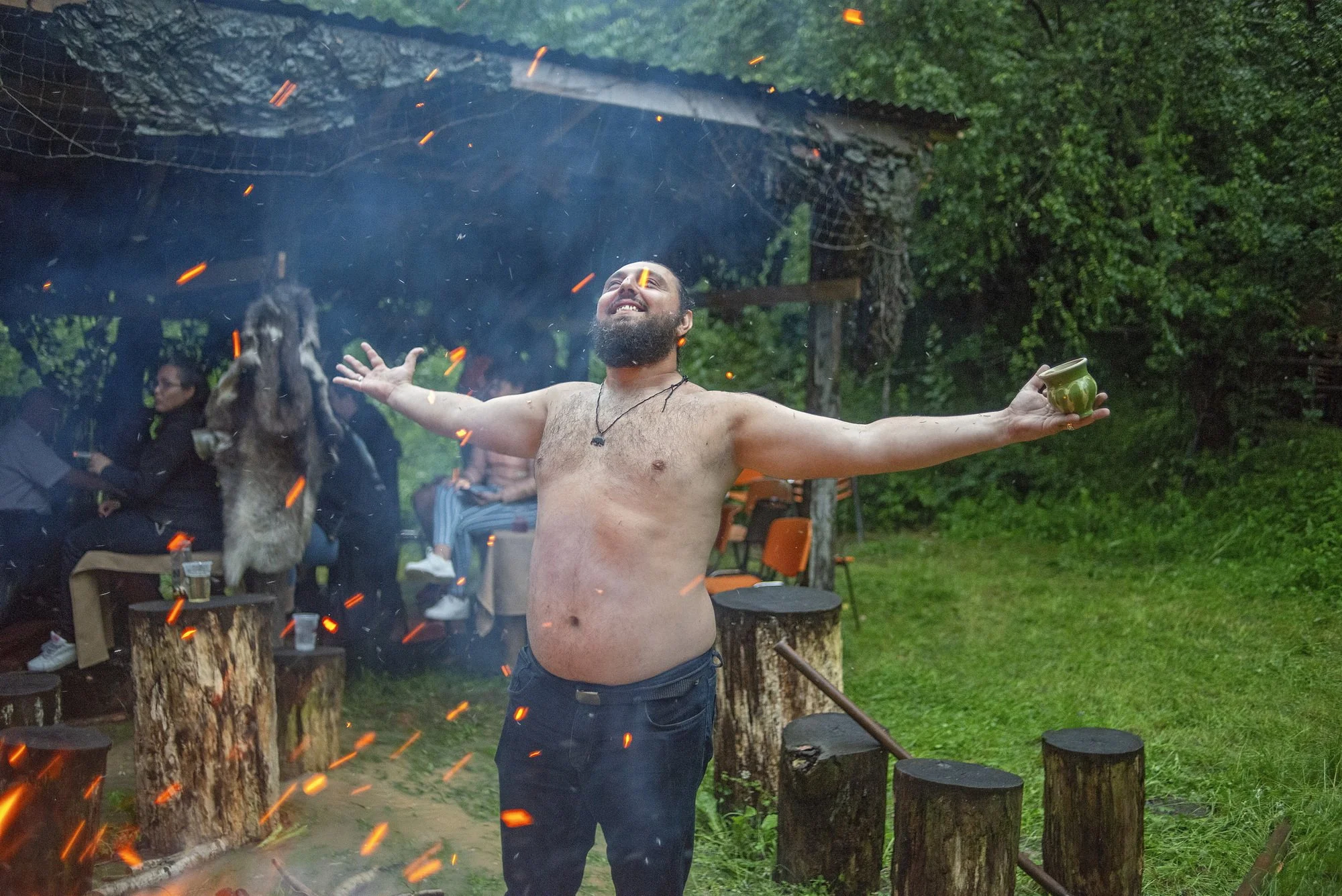 Dacian re-enactors are partying as they set up their camp and prepare for the festival