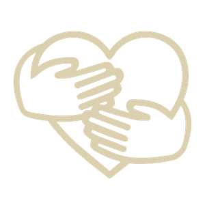 Outline of two hands holding each other inside a heart shape