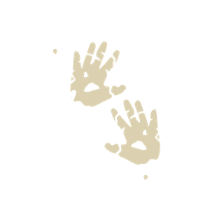 Four cartoon-style hands with different skin tones, surrounded by small white circles.