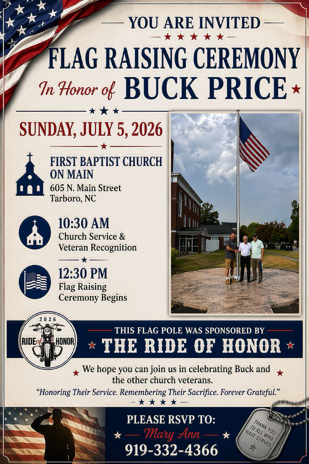 Flag Dedication for Bud Price
