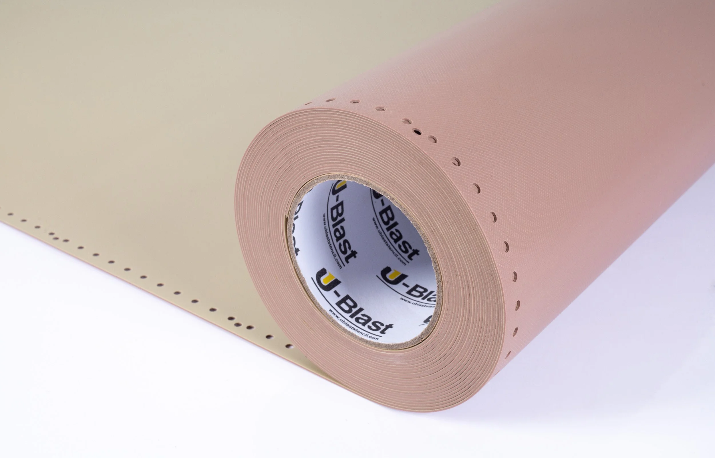 A roll of pink rubber sandblasting material