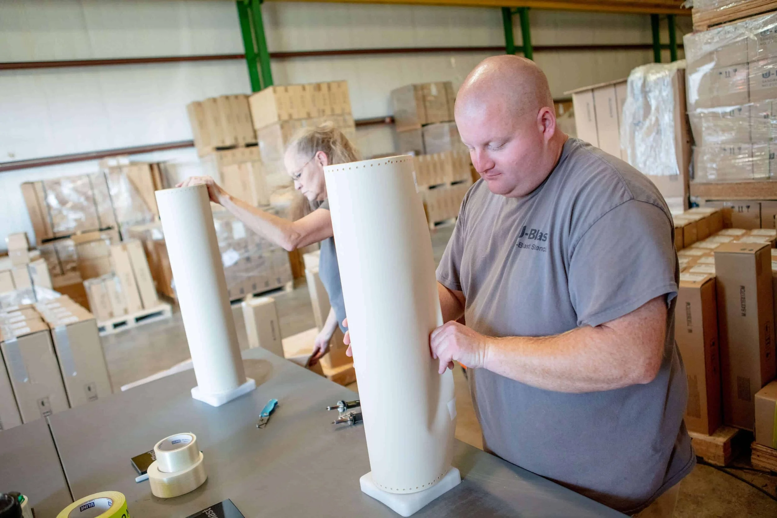 ublast employees in the packing department