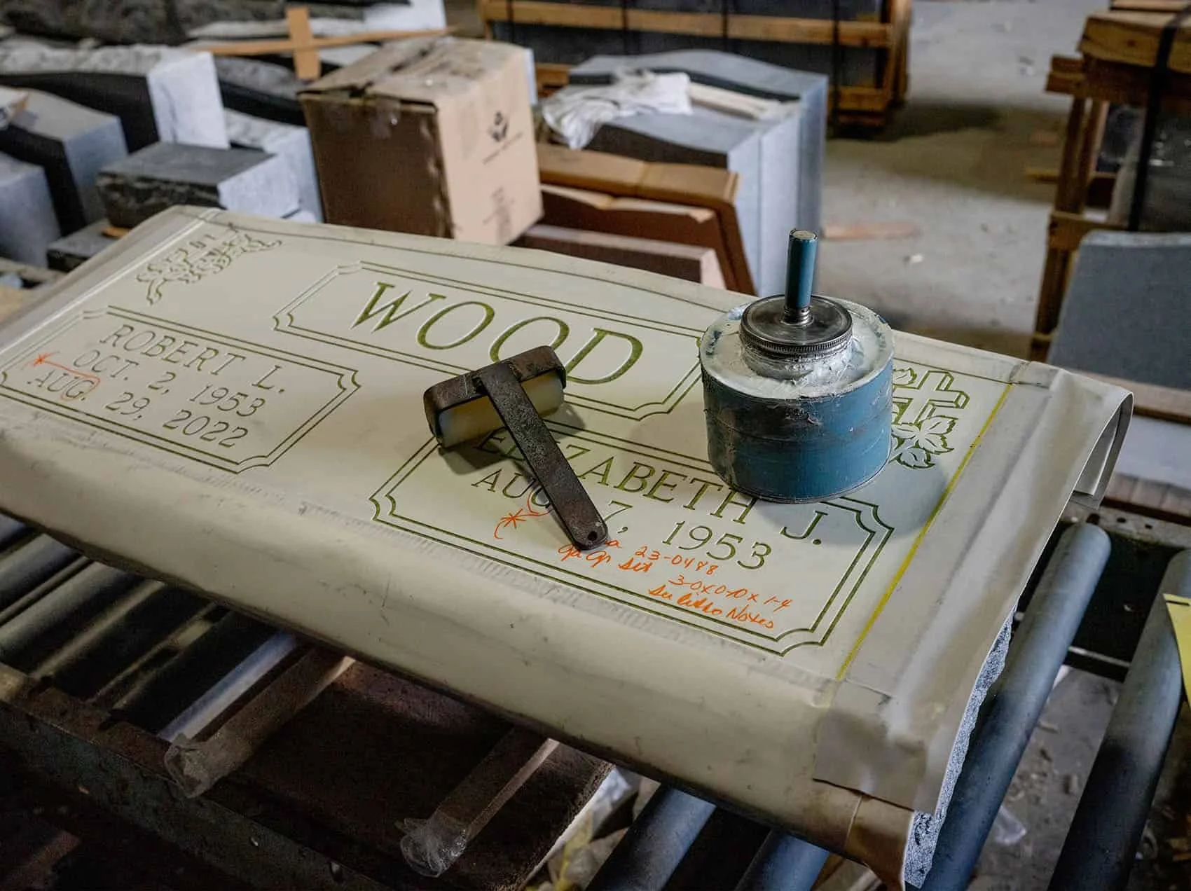 A headstone workstation for stencil production