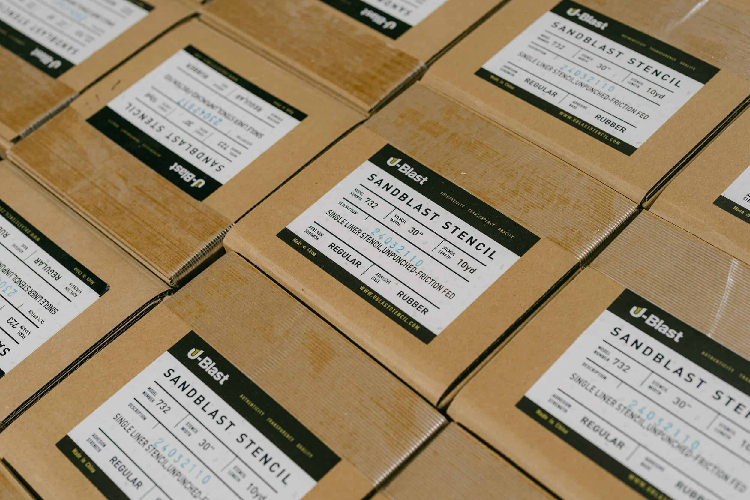 A closeup of ublast boxes