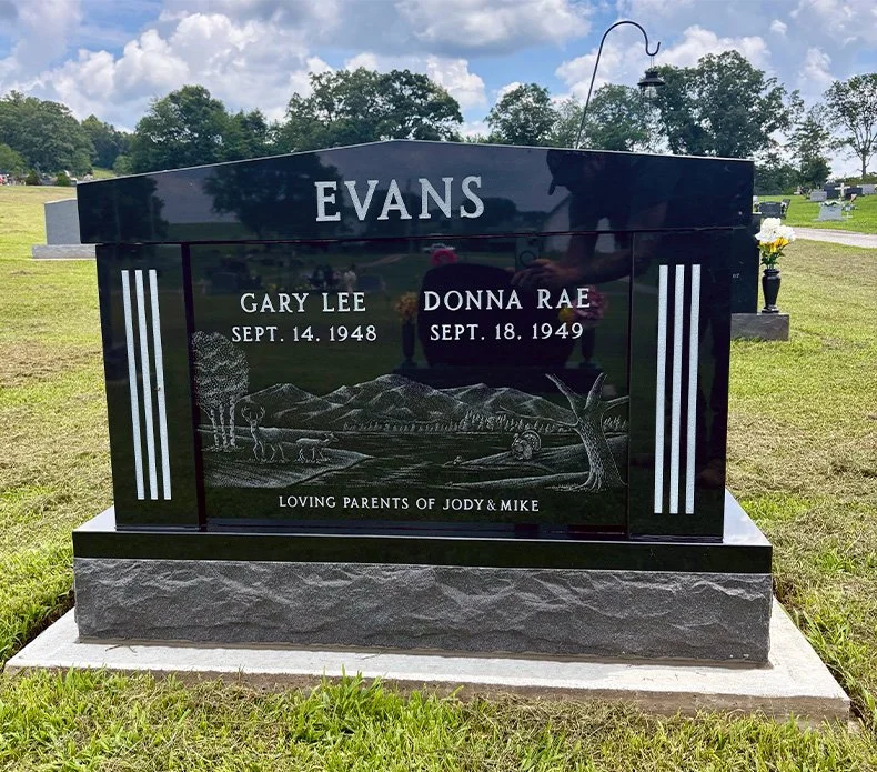 A headstone designed by Peebles Monuments Co.