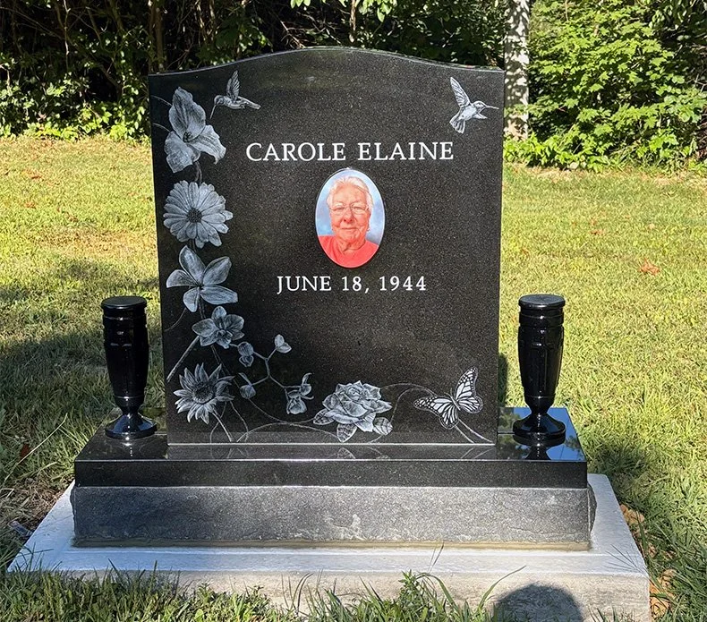 A headstone designed by Peebles Monuments Co.