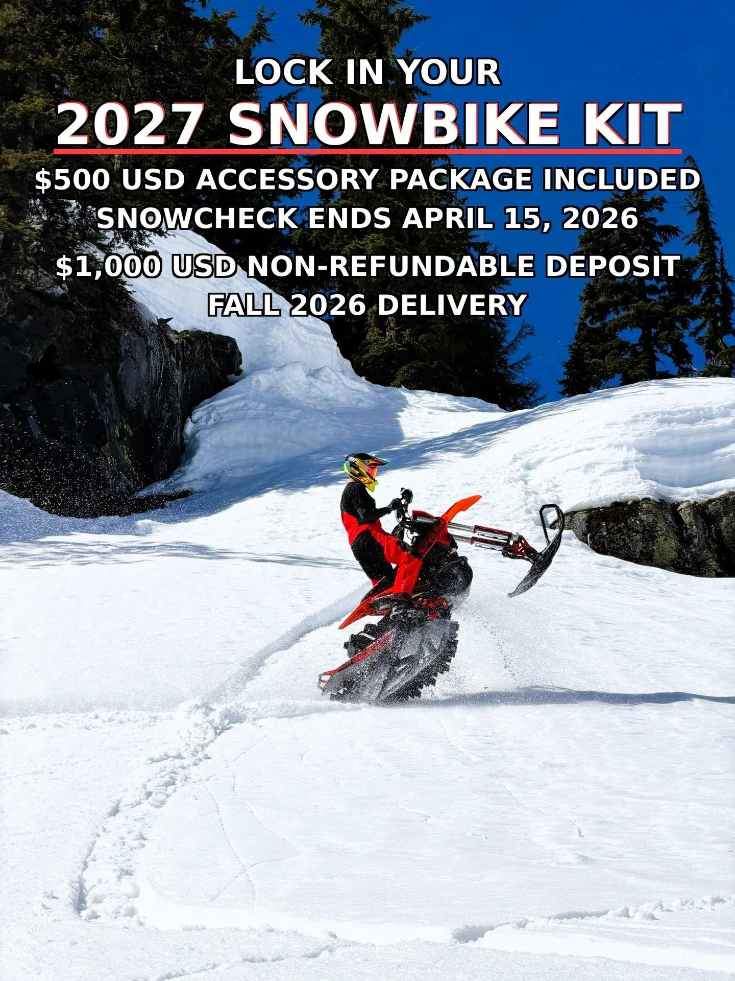 Now is the time to reserve your 2027 @mtntop.sb kit. Taking Snowcheck orders for the the TRKSTR and the TRANSFER! 

#mtntop #snowbike #moto365
