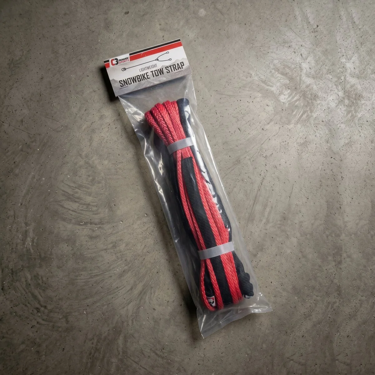C3 Snowbike Tow Strap in its product packaging