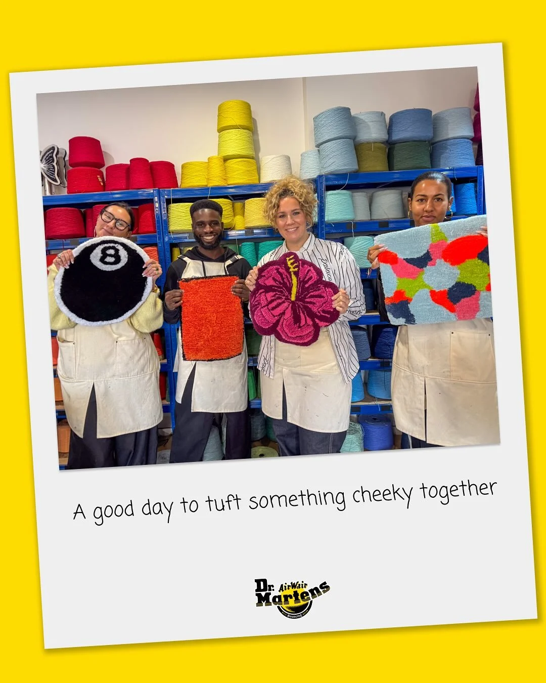 Big thanks to the amazing Dr. Martens marketing team for joining our cheeky group workshop! 👢🧶

Such a creative session filled with colours, laughter, and bold ideas 💛

Someday, we&rsquo;d love to see tufting x Dr. Martens come to life! 👀
#tuftin