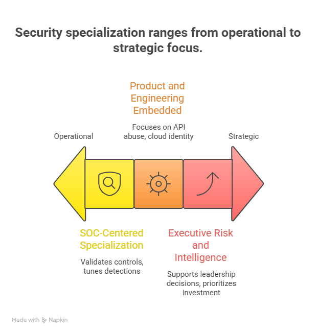 security specialization ranges from operational to strategic focus