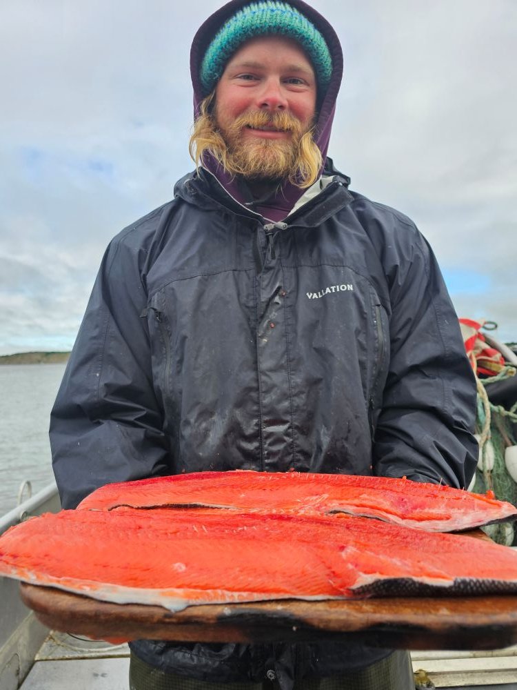 Salty Dog Seafoods captain Jake Filarski aboard The Emerald Sea harvesting wild salmon Bristol Bay
