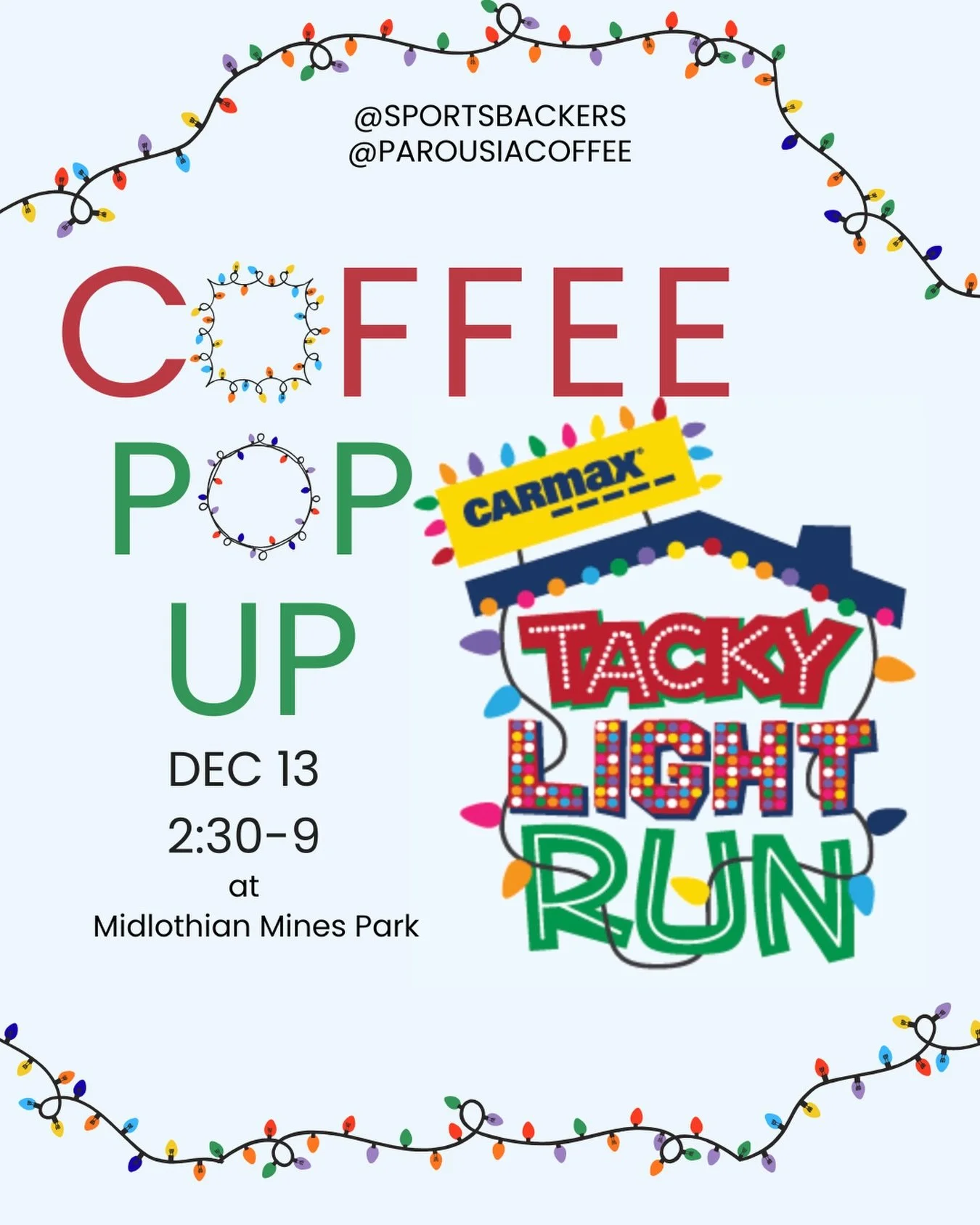 ✨❄️ Ready to light up your night? Join us this Saturday, December 13th at @sportsbackers Tacky Light Run! 

Run, jog or walk this magical course! ☕️🍫 Grab a cup of our festive brews, and let&rsquo;s make this *brewtiful!* ❄️ ✨

The Twilight 1-mile K