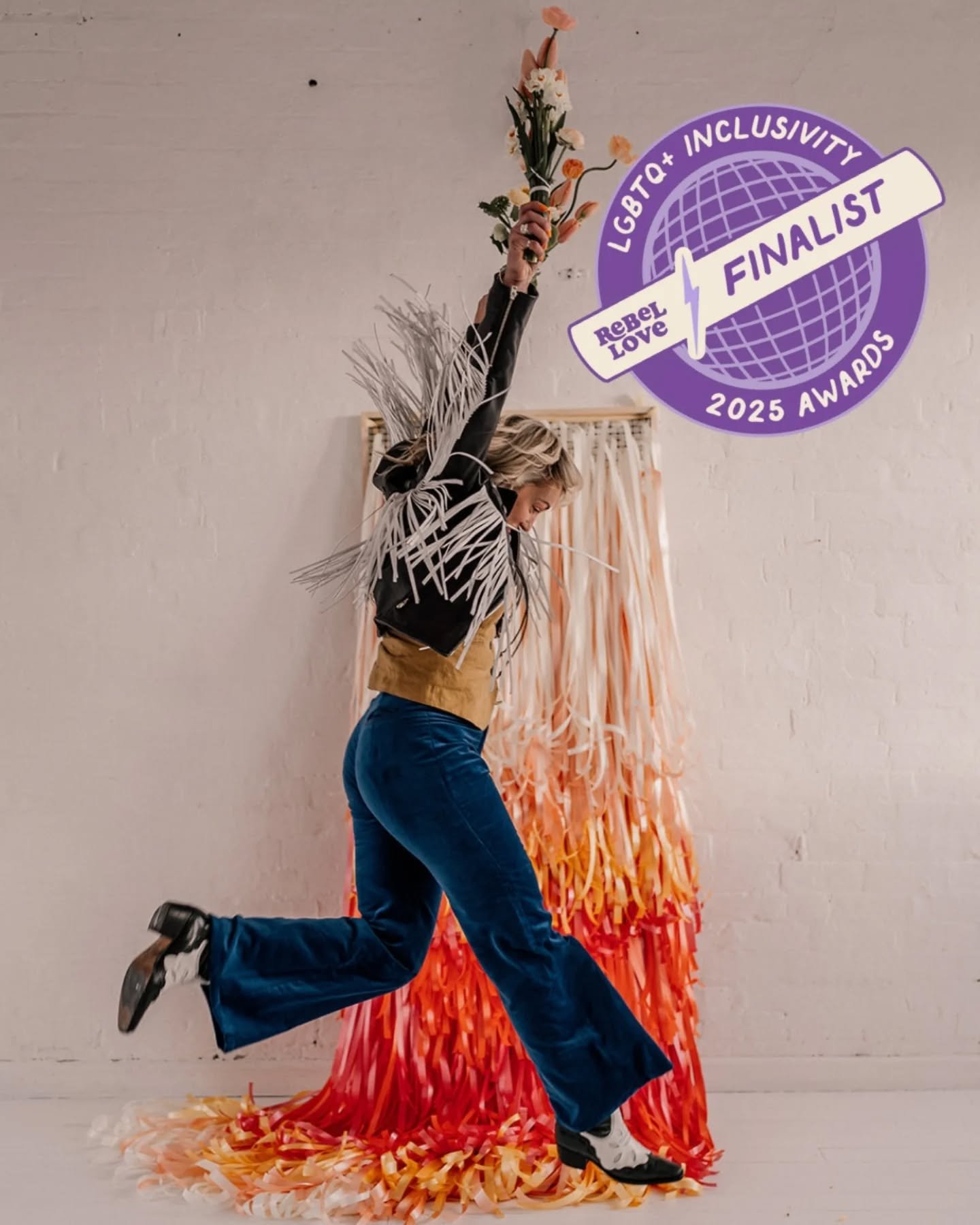 BRB, grabbing a tissue!! 🥹 I'm so thrilled to be announced as a finalist in The Rebel Love Awards!! I have the biggest heart eyes for @steffandells and everything they do to better the wedding industry, and to help make it the safe, affirming and in