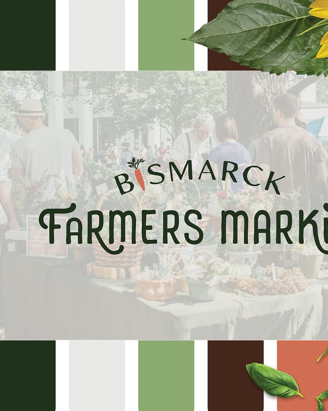 Big, juicy client launch time! 🍅🌽
The Bismarck Farmers Market needed a glow-up&mdash;and I served up a full harvest: simplified wordmark, earthy palette, and just the right amount of handmade charm.

This brand refresh was rooted in clarity, tradit