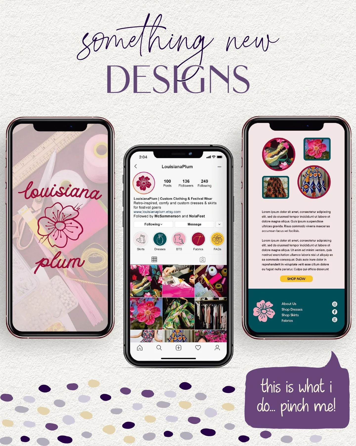 Hi, I'm Sam, and this is what I make. 👋

I'm a graphic designer and the person behind Something New Designs, a boutique studio for small creative businesses, makers, and indie creatives who are ready to look as good as they actually are.

I do brand