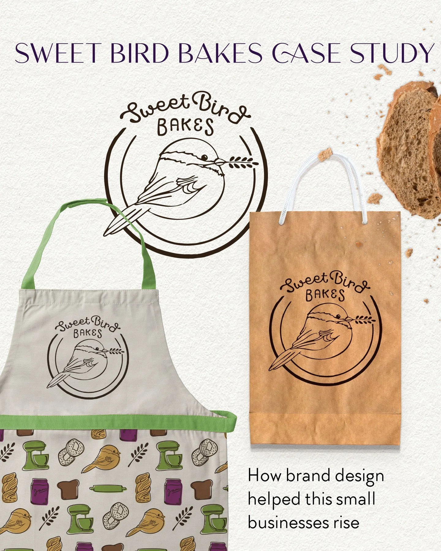 Let me show you what "design details" actually means in practice. 

This is Sweet Bird Bakes &mdash; a cottage bakery that needed a brand as warm, handmade, and community-rooted as their actual baked goods. Every decision in here was intent