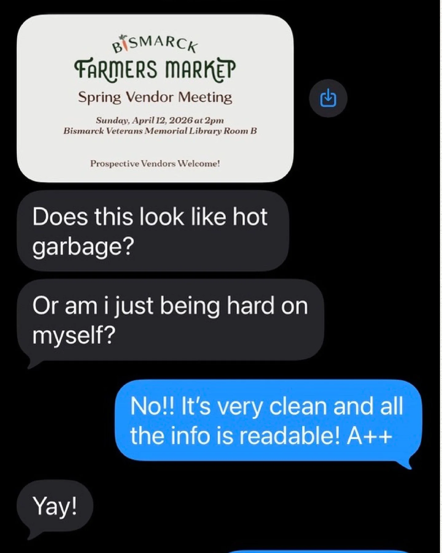 sometimes you just need someone to tell you it's not hot garbage. 😄

my friend Maria made this flyer herself &mdash; and she did great. clean hierarchy, readable info, nothing fighting for attention.

here's the thing though: she had a head start. t