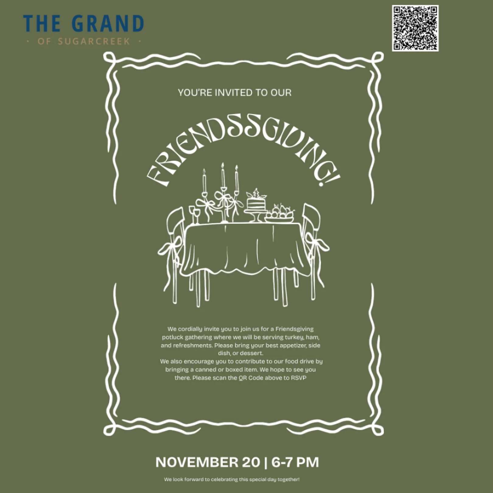 🦃 You&rsquo;re invited! Join us for a cozy Friendsgiving potluck&mdash; good food, great company, and all the fall feels. Bring your favorite dish to share and let&rsquo;s celebrate community together! 🍂