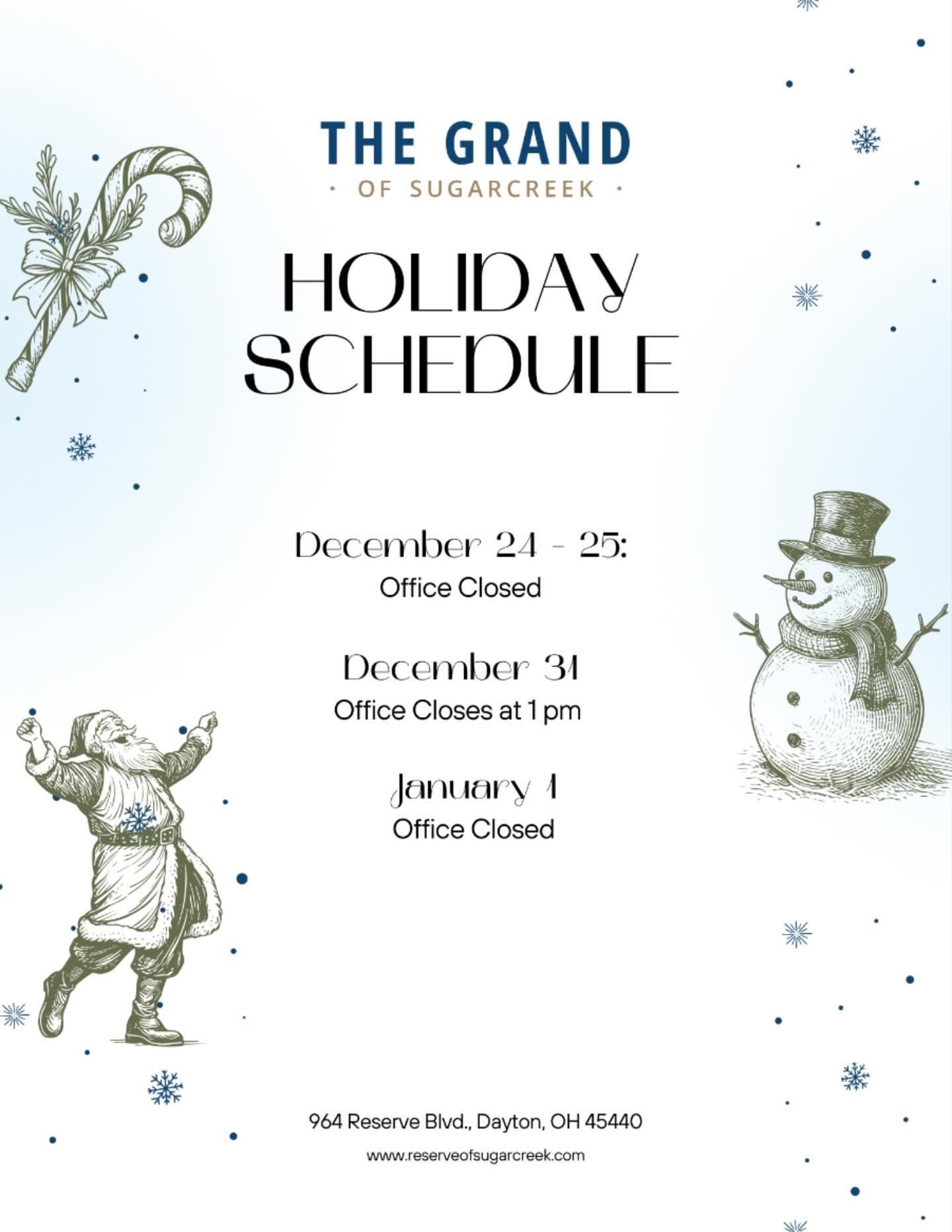 Here&rsquo;s a friendly reminder of our holiday schedule 🎄🗓️
We hope this season brings you joy, rest, and special moments spent with friends and family.

Wishing you the happiest holidays and a wonderful time celebrating with your loved ones! 💫💙