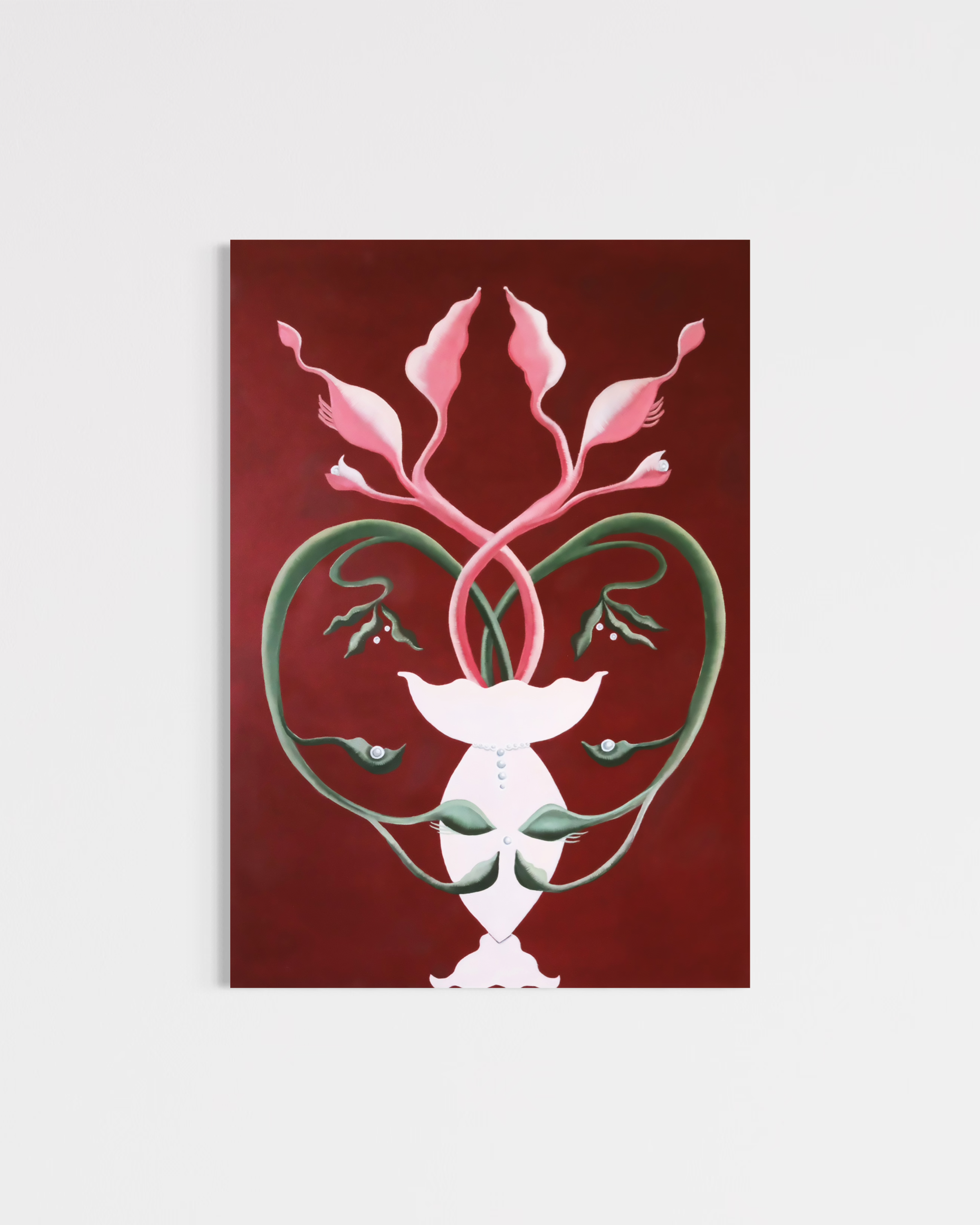 L'amour Alchimique (2026) is the second part of my L'amour Triumph Trilogy, Oil on French Cotton 70x50 second where a feminine force emerges alchemizing love as extraordinary creation. 