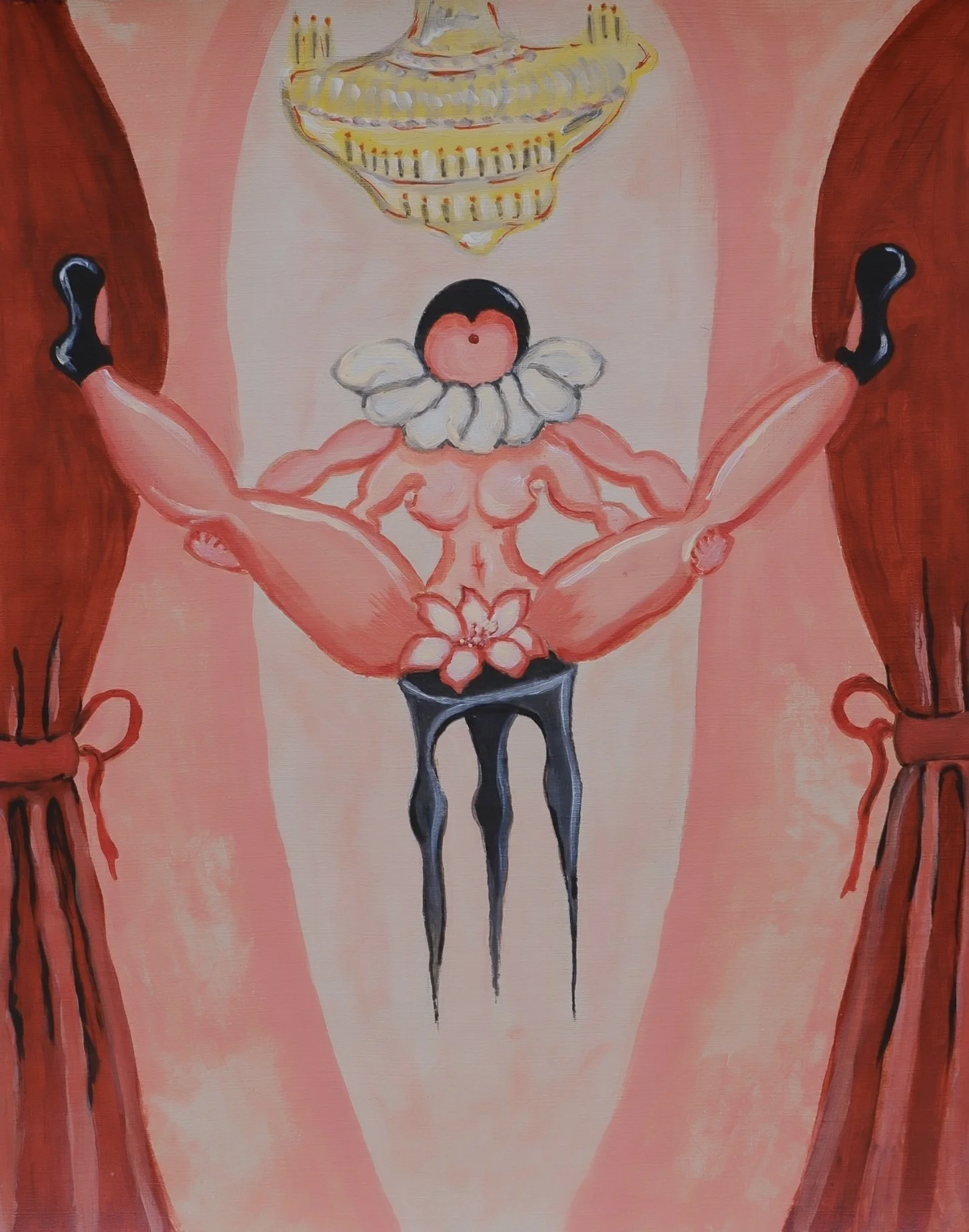 Fou d'amour (2025) acrylics on Natural Linen paper (30x24)