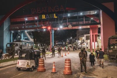 the border crossing between the city of Tabatinga in Brazil and Leticia in Colombia.