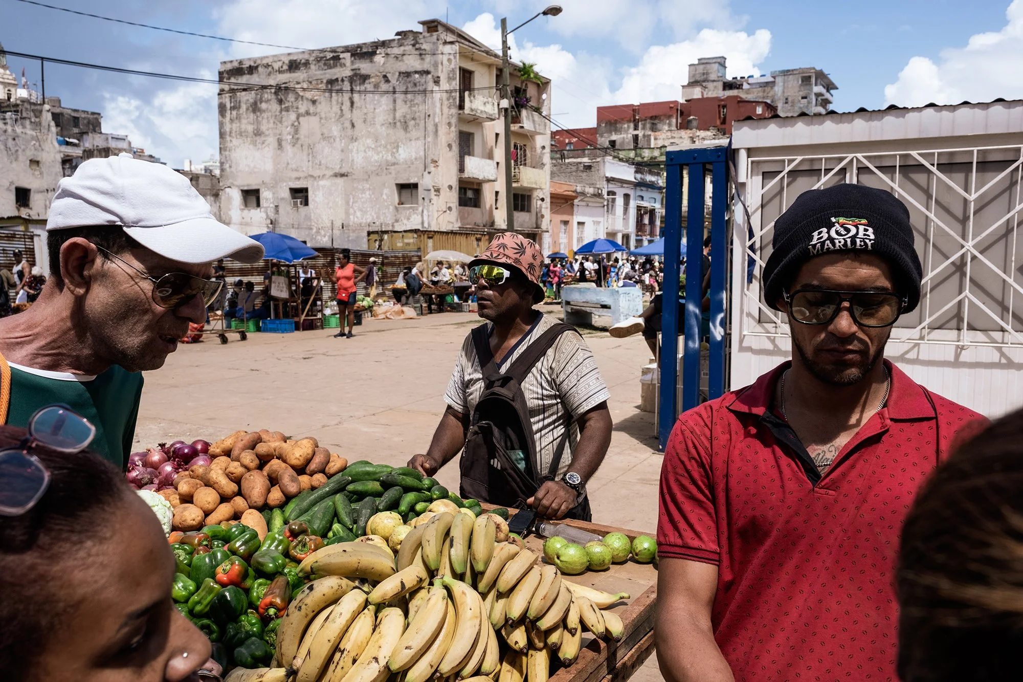 A fruit and vegetable street vendor at a local market in Havana. 