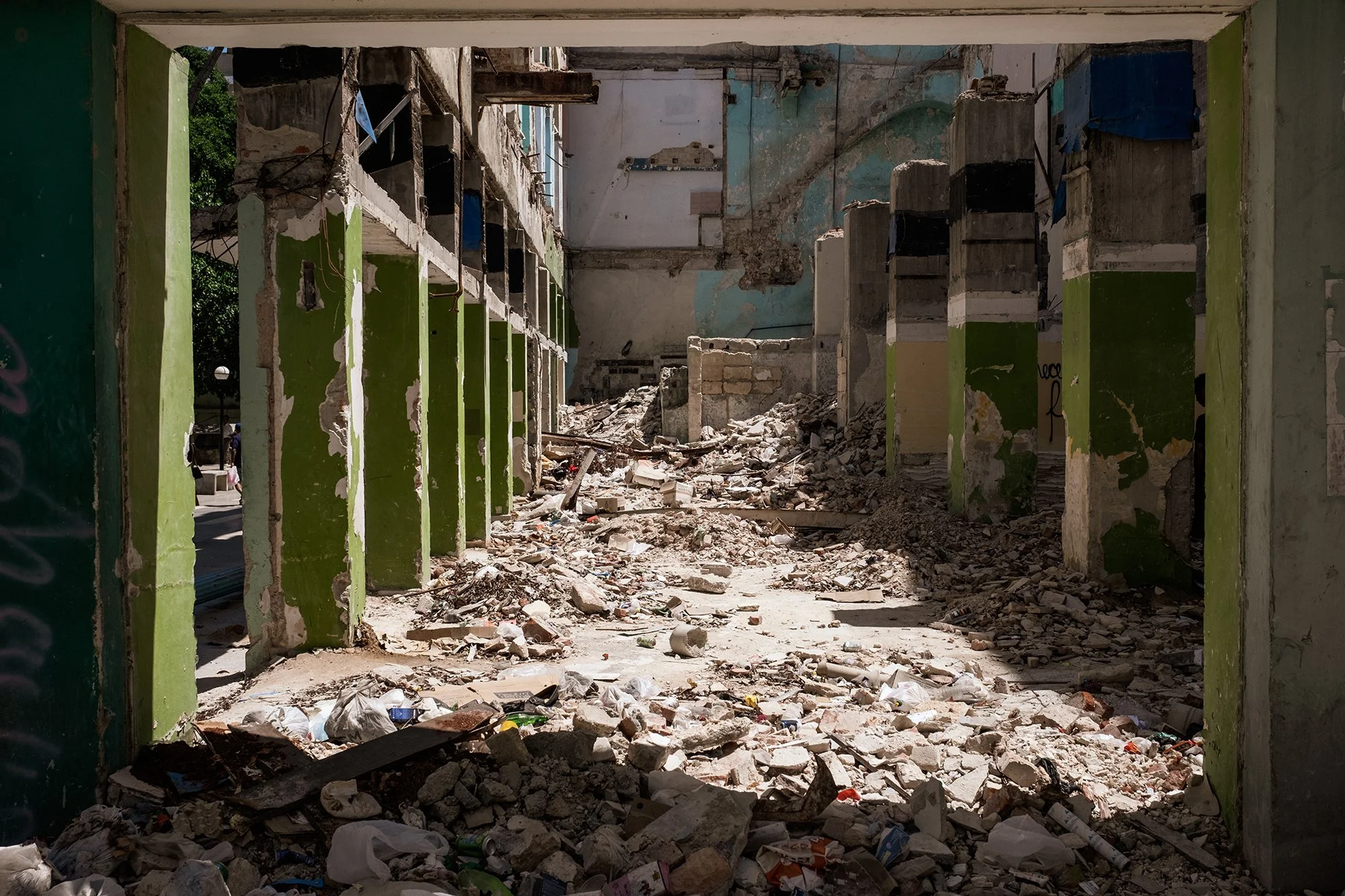 A collapsed building in downtown Havana.