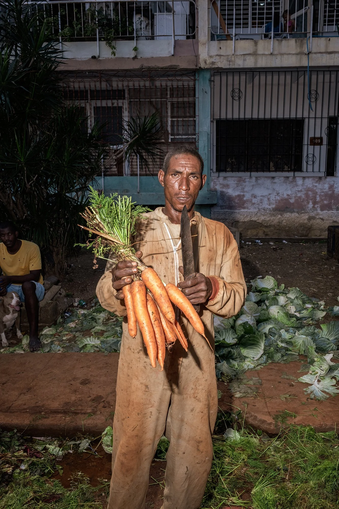A fruit and vegetable street vendor at a local market in Havana. 