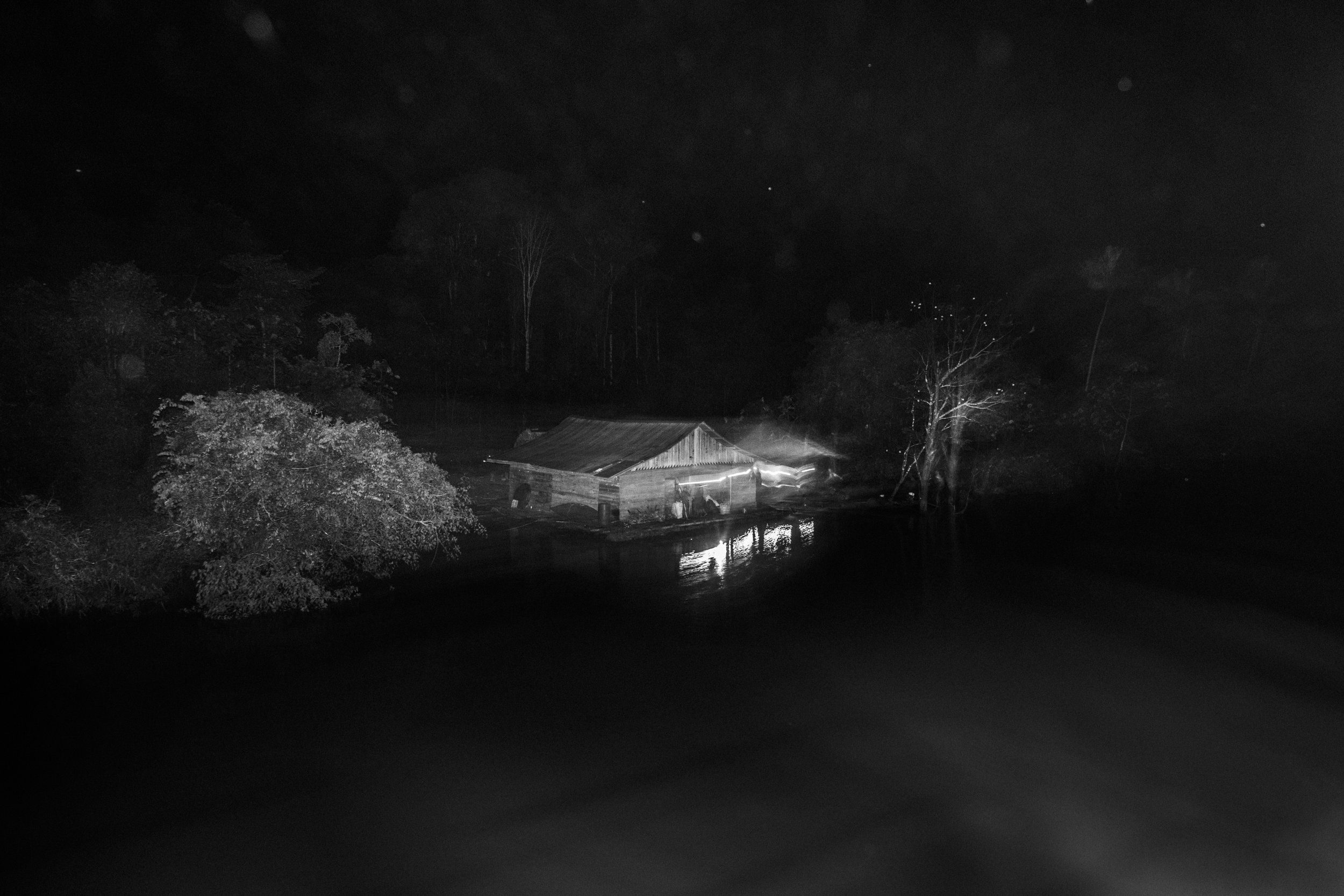 A stilt house in a small riverine settlement on the banks of the Javari River, Brazil. 