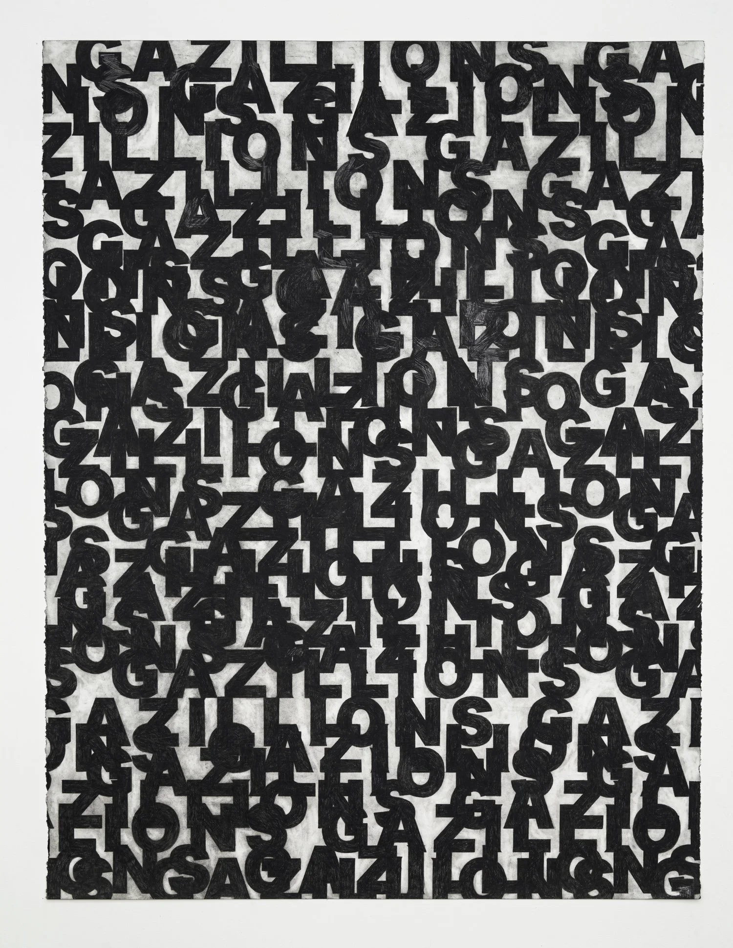 "GAZILLIONS IV," 2026, graphite on paper, 38 inches x 50 inches 