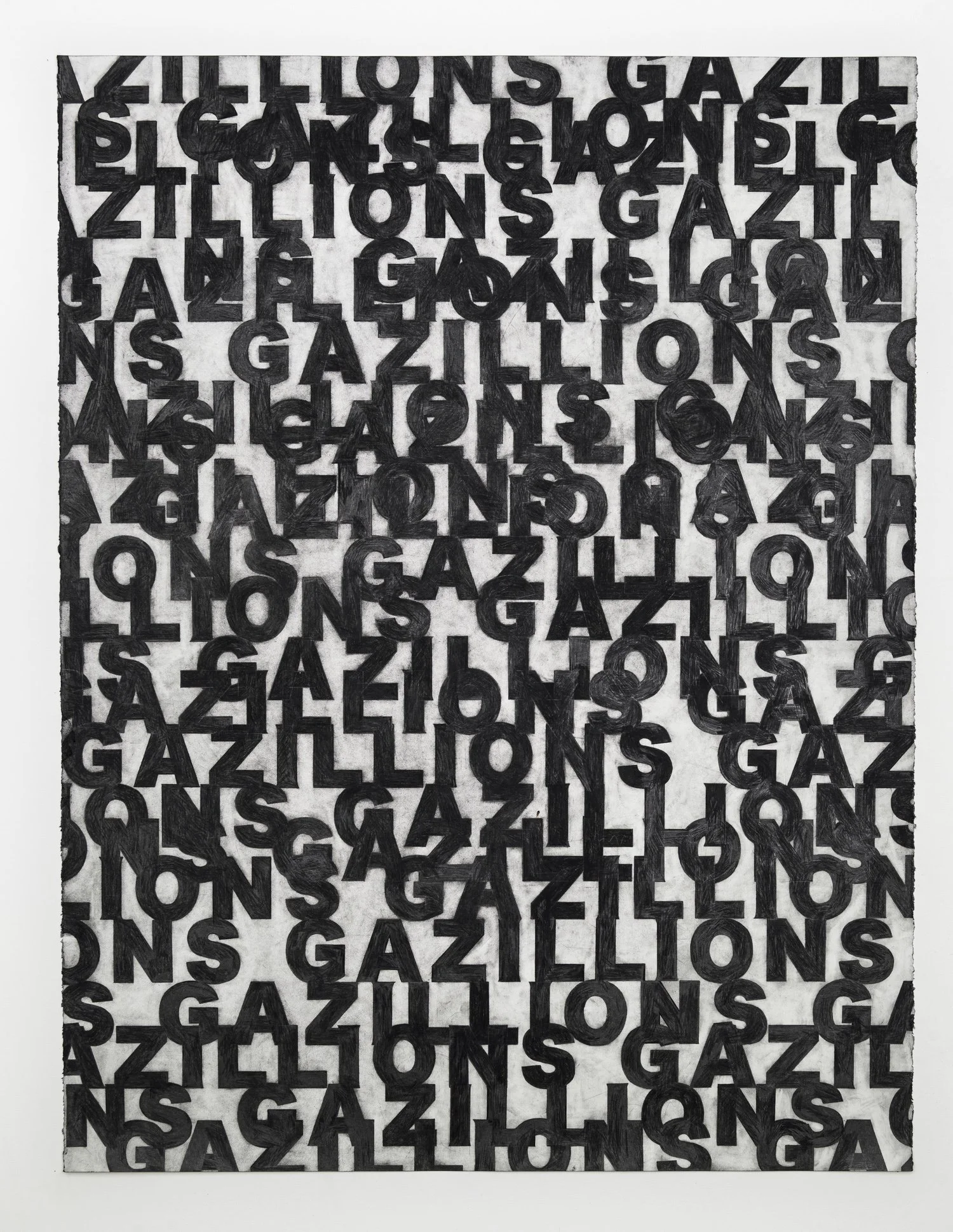 "GAZILLIONS III," 2026, graphite on paper, 38 inches x 50 inches 
