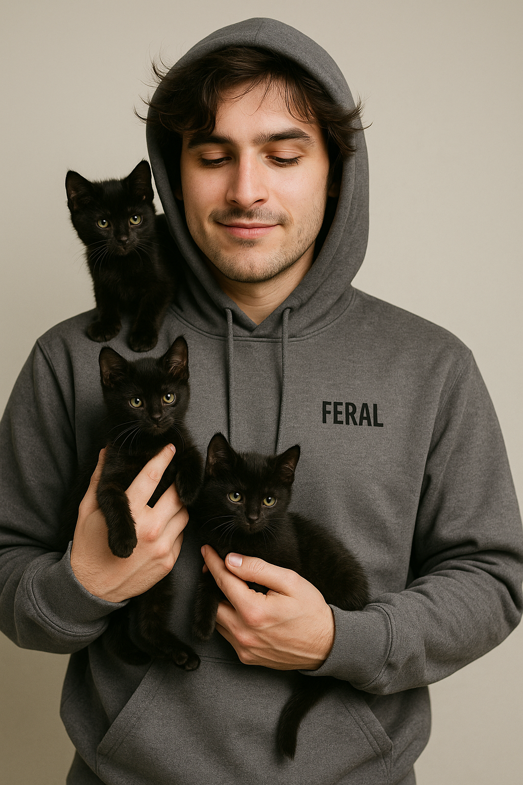 FERAL Hoodie – Charcoal Edition with Black Embroidery + Dr. Phake’s Official RX Mark