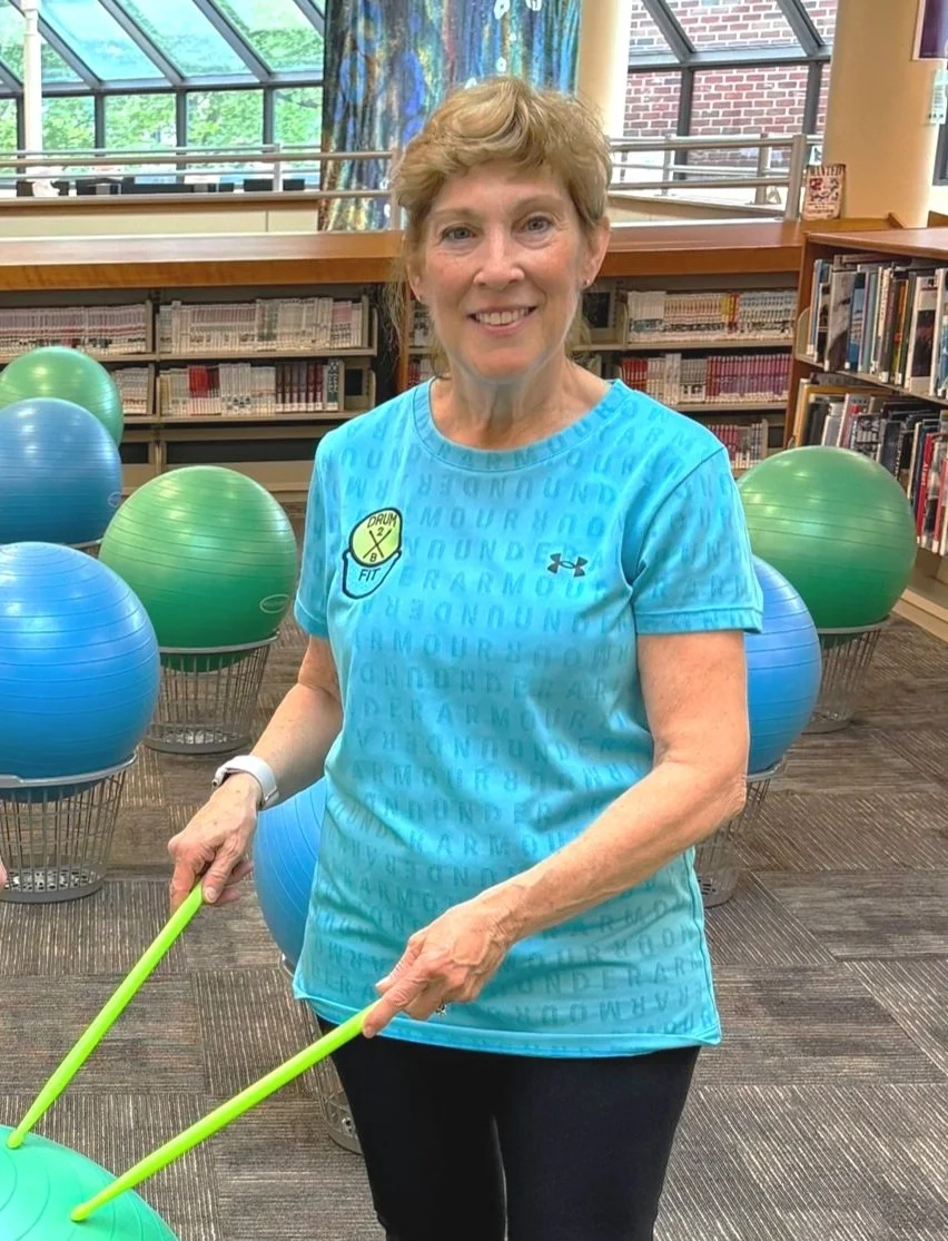 Meet Judy Bonato, your cardio drumming instructor.