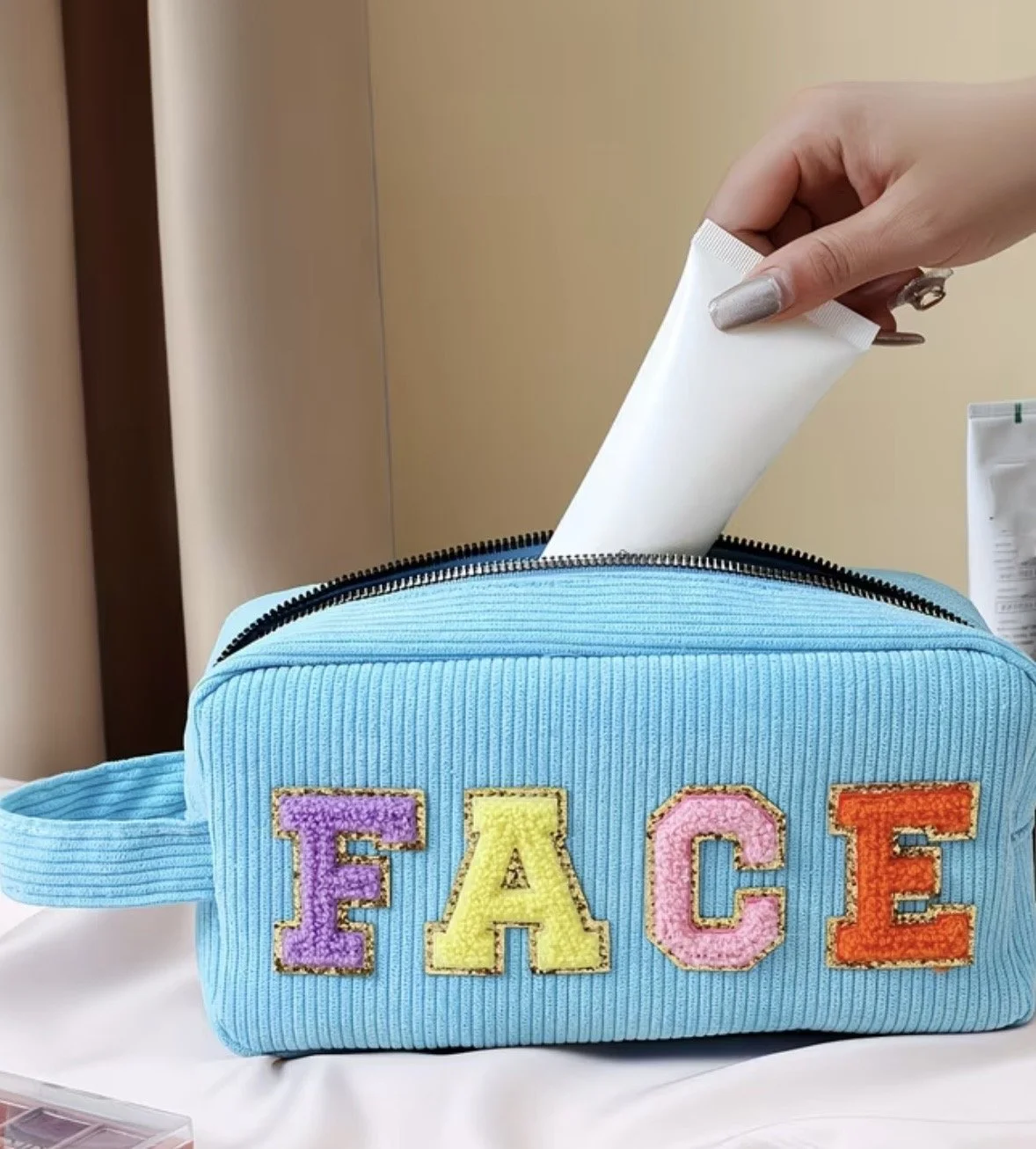 Corduroy FACE cosmetic bag